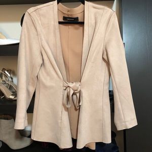 Zara Faux Suede Nude Tie Waist Jacket Blazer